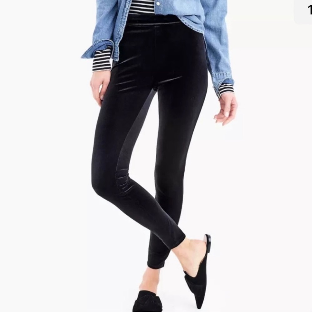 J.Crew stretch velvet leggings in navy